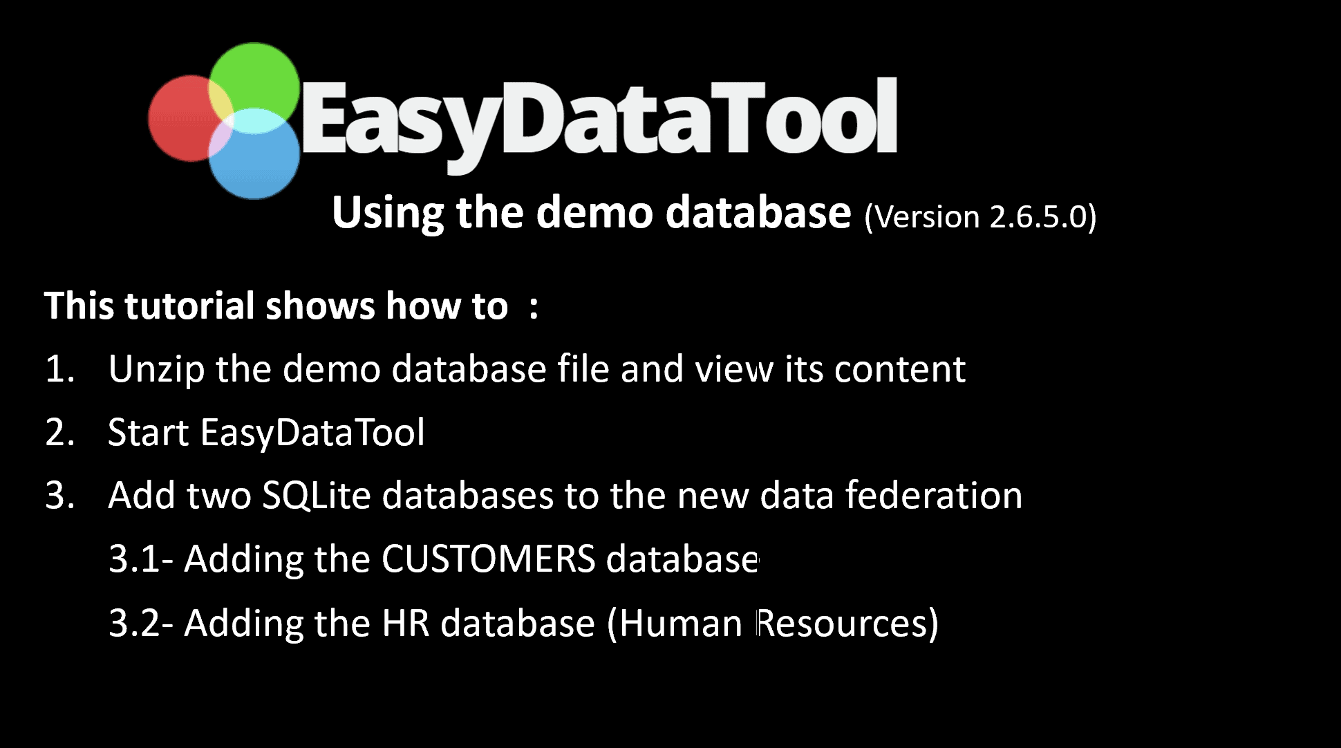 2.1- Using the demo database for the tutorials